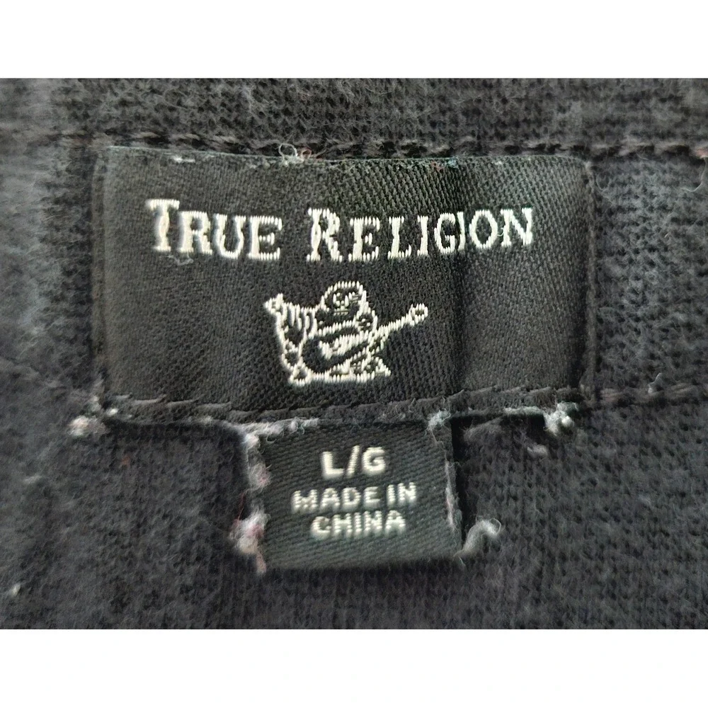 True Religion Sweatpants Mens Large Black Horseshoe Logo Joggers